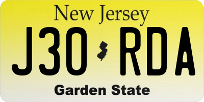 NJ license plate J30RDA