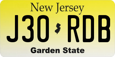 NJ license plate J30RDB