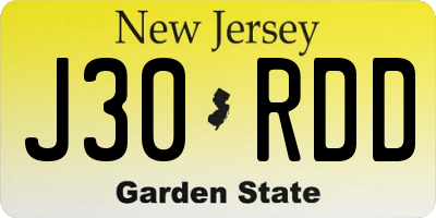 NJ license plate J30RDD