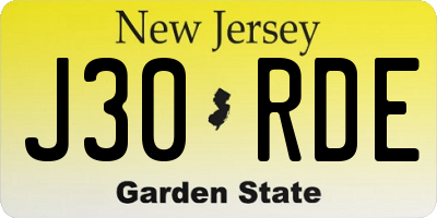 NJ license plate J30RDE