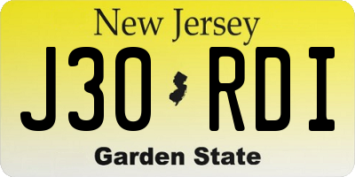 NJ license plate J30RDI