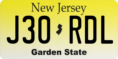 NJ license plate J30RDL