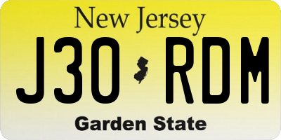 NJ license plate J30RDM