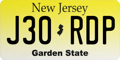NJ license plate J30RDP