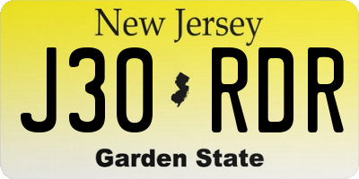 NJ license plate J30RDR