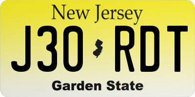 NJ license plate J30RDT