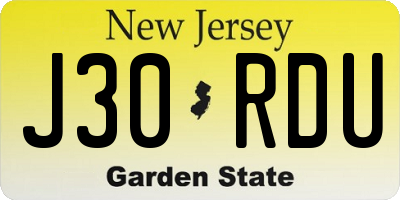 NJ license plate J30RDU