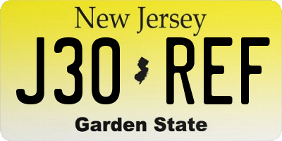 NJ license plate J30REF