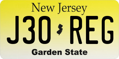 NJ license plate J30REG