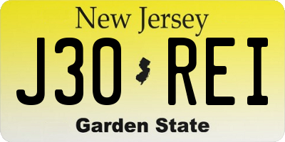 NJ license plate J30REI