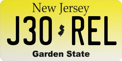 NJ license plate J30REL