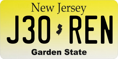 NJ license plate J30REN