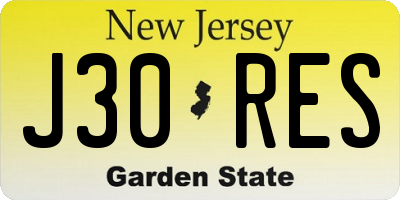NJ license plate J30RES