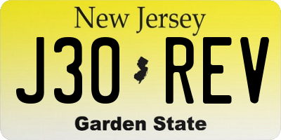 NJ license plate J30REV