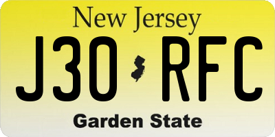 NJ license plate J30RFC