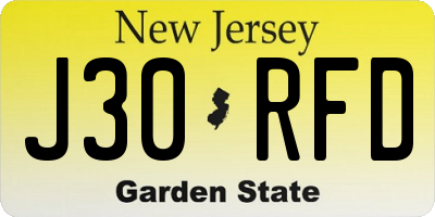 NJ license plate J30RFD