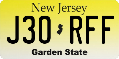 NJ license plate J30RFF