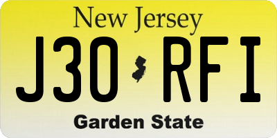 NJ license plate J30RFI