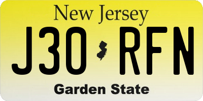 NJ license plate J30RFN