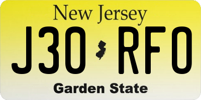 NJ license plate J30RFO