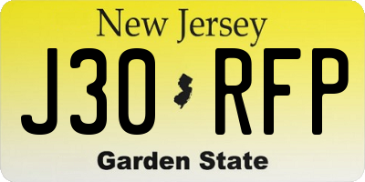 NJ license plate J30RFP