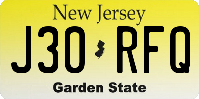 NJ license plate J30RFQ