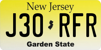 NJ license plate J30RFR