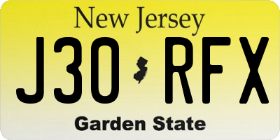 NJ license plate J30RFX