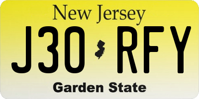 NJ license plate J30RFY