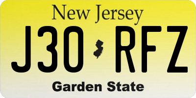 NJ license plate J30RFZ