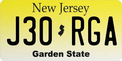 NJ license plate J30RGA