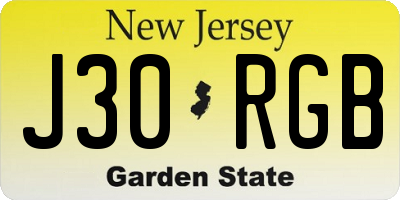 NJ license plate J30RGB