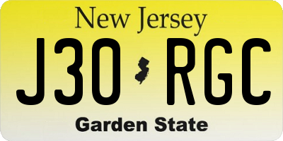 NJ license plate J30RGC