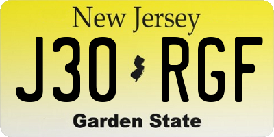 NJ license plate J30RGF