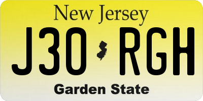 NJ license plate J30RGH