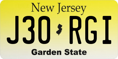 NJ license plate J30RGI