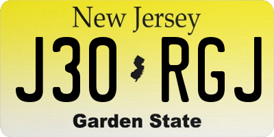 NJ license plate J30RGJ