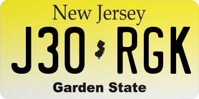 NJ license plate J30RGK