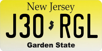 NJ license plate J30RGL