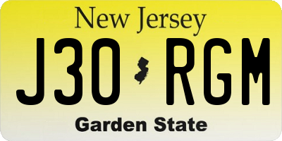 NJ license plate J30RGM