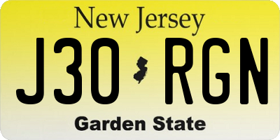 NJ license plate J30RGN