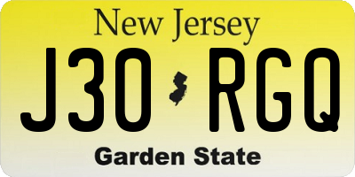 NJ license plate J30RGQ