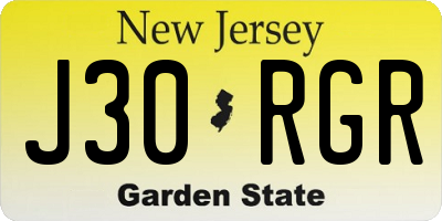 NJ license plate J30RGR