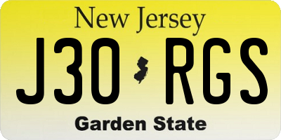 NJ license plate J30RGS