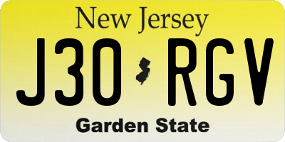 NJ license plate J30RGV