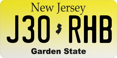 NJ license plate J30RHB