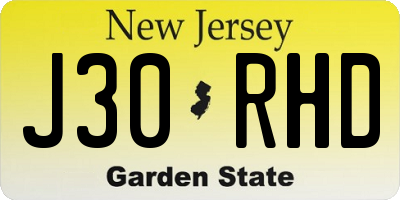 NJ license plate J30RHD