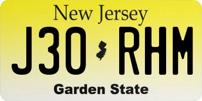 NJ license plate J30RHM