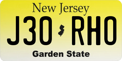 NJ license plate J30RHO