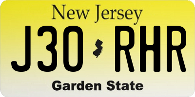 NJ license plate J30RHR